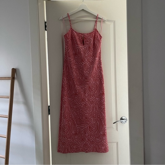 Zara Pink Swirly Jacquard Midi Dress NWT - Picture 5 of 7